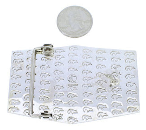 Silver Bear And Hand Turquoise Southwestern Belt Buckle PX29082