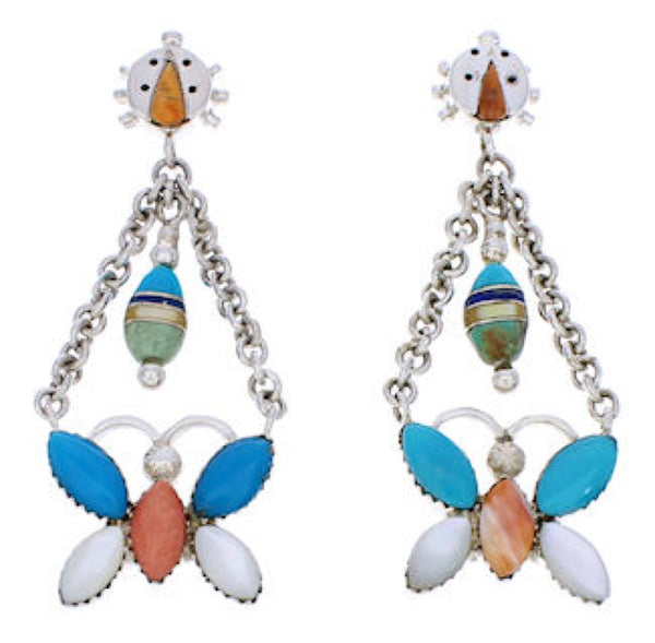Butterfly Ladybug Multicolor Silver Jewelry Earrings MW76054