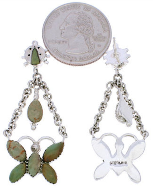 Butterfly Ladybug Jewelry Turquoise Silver Earrings MW76060