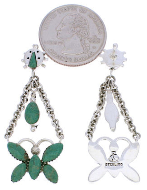 Butterfly Ladybug Turquoise Southwest Silver Earrings MW76066