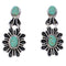 Southwest Silver Turquoise Flower Earrings MW75965