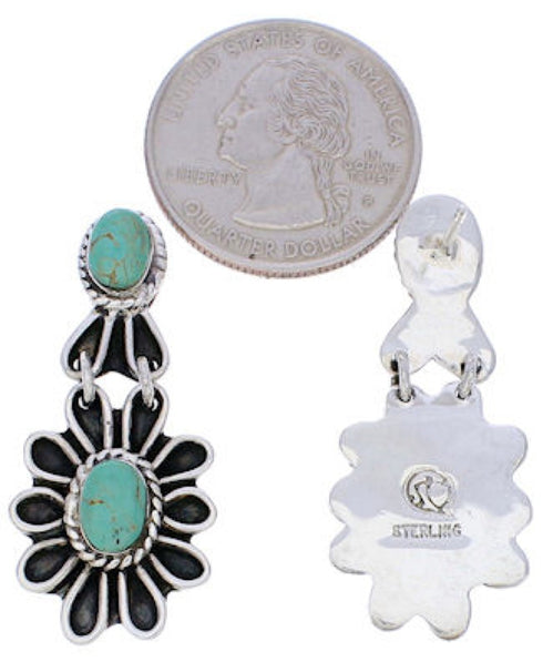 Southwest Silver Turquoise Flower Earrings MW75965