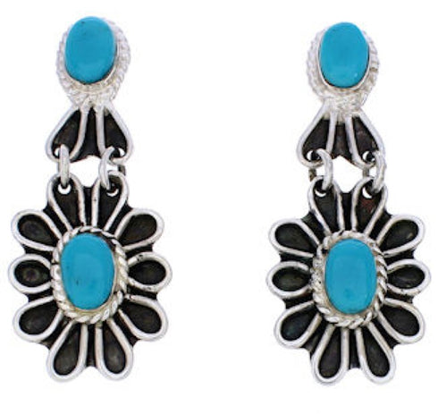 Flower Southwest Sterling Silver Turquoise Earrings MW75967