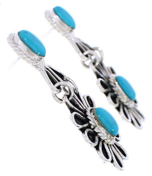 Flower Southwest Sterling Silver Turquoise Earrings MW75967