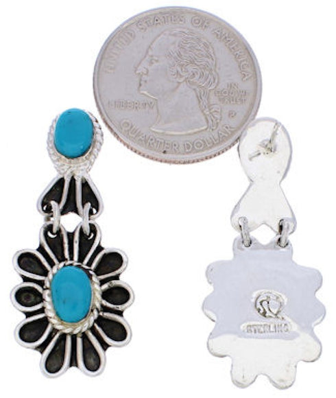 Flower Southwest Sterling Silver Turquoise Earrings MW75967