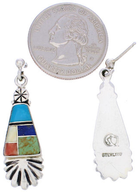 Multicolor Southwestern Sterling Silver Post Dangle Earrings MW76014