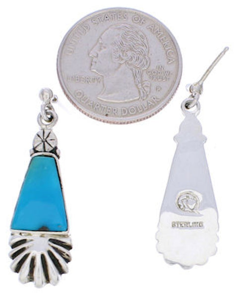 Turquoise Jewelry Southwest Silver Post Dangle Earrings MW76002