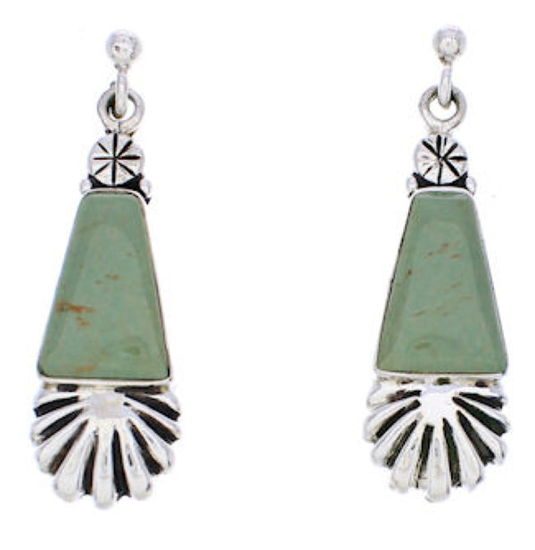 Turquoise Southwest Silver Post Dangle Earrings MW76004