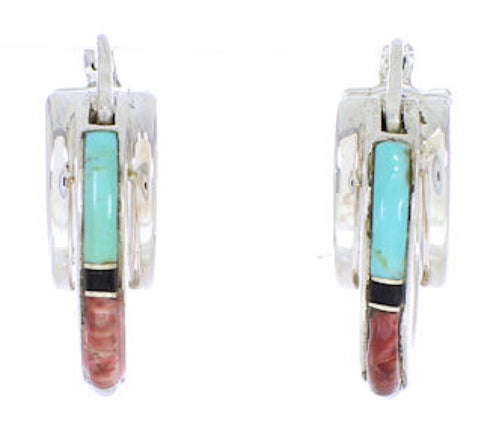 Multicolor Silver Southwest Post Hoop Earrings GS75666
