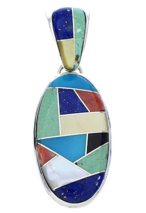 Southwest Sterling Silver Multicolor Pendant GS75700
