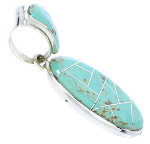 Turquoise Inlay Southwest Sterling Silver Pendant NX44939