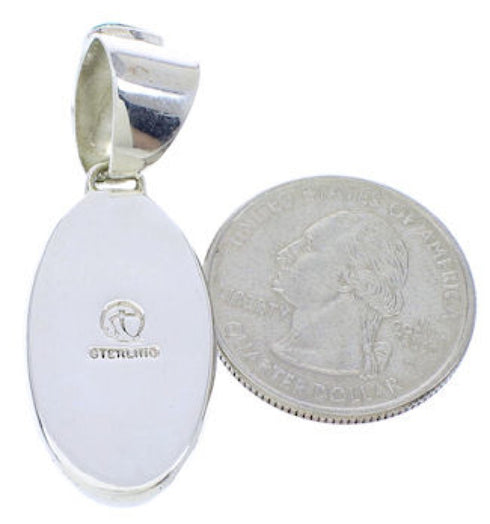 Turquoise Inlay Southwest Sterling Silver Pendant NX44939