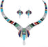 Multicolor Sterling Silver Link Necklace Earrings Set GS75570