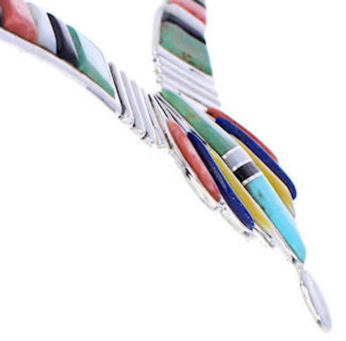 Multicolor Sterling Silver Link Necklace Earrings Set GS75570