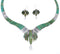Turquoise Inlay Sterling Silver Link Necklace Earrings Set GS75611