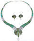 Turquoise Inlay Sterling Silver Link Necklace Earrings Set GS75611