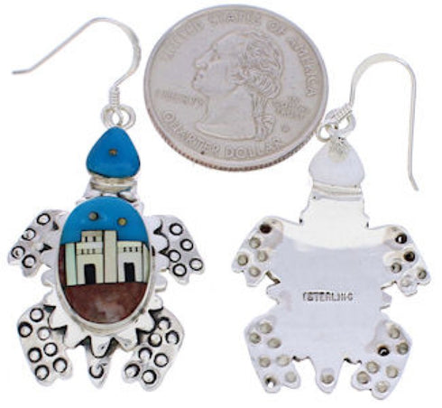 Turtle Native American or Pueblo Design Multicolor Earrings MW75811