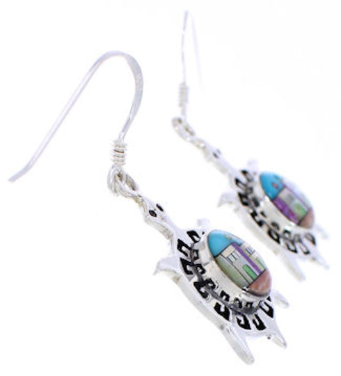 Multicolor Native American or Pueblo Design Turtle Earrings MW75819
