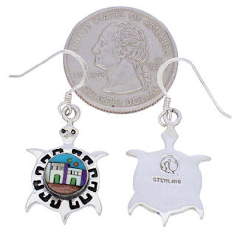 Multicolor Native American or Pueblo Design Turtle Earrings MW75819