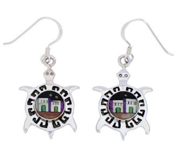 Multicolor Native American or Pueblo Design Turtle Earrings MW75824