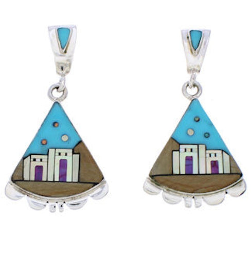 Native American Village or Pueblo Design Multicolor Earrings MW75830
