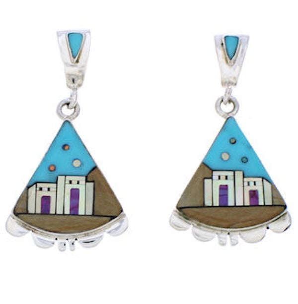 Native American Village or Pueblo Design Multicolor Earrings MW75830
