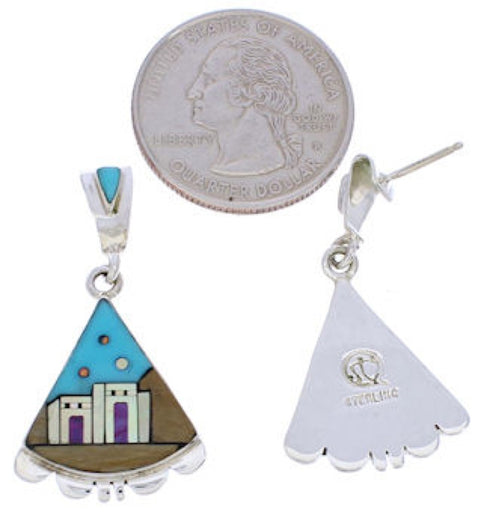 Native American Village or Pueblo Design Multicolor Earrings MW75830