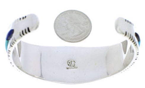 Southwestern Sterling Silver Multicolor Inlay Cuff Bracelet EX27345