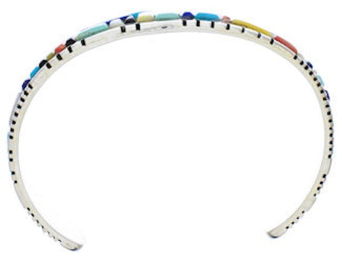 Sterling Silver Southwest Multicolor Inlay Cuff Bracelet EX27362