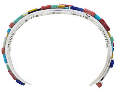 Southwestern Multicolor Inlay Sterling Silver Cuff Bracelet EX27445