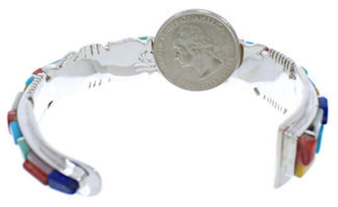 Southwestern Multicolor Inlay Sterling Silver Cuff Bracelet EX27445