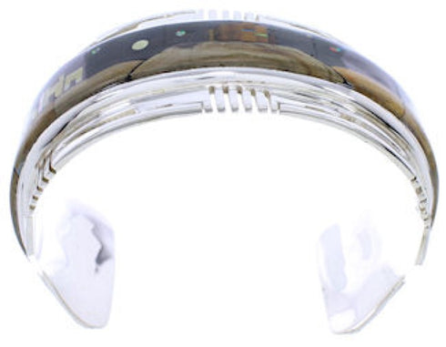 Multicolor Native American Design Silver Cuff Bracelet TX40659