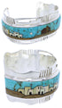 Multicolor Silver Native American Village Design Cuff Bracelet MW75551