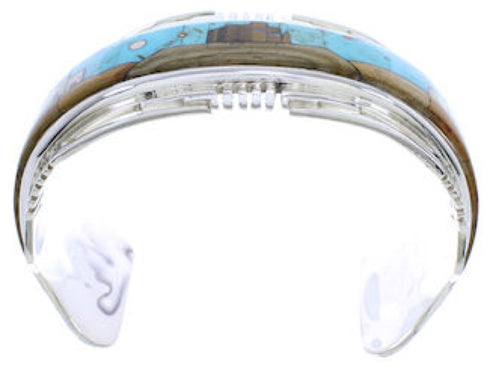 Multicolor Silver Native American Village Design Cuff Bracelet MW75551