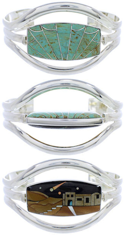 Native American Design Multicolor Reversible Cuff Bracelet MW75616