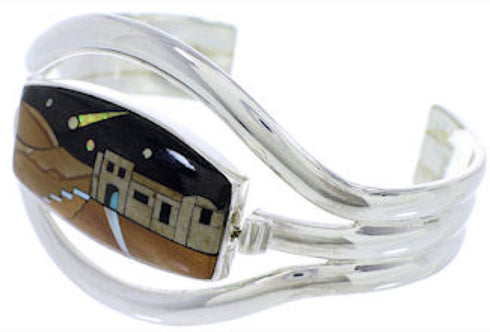 Native American Design Multicolor Reversible Cuff Bracelet MW75616