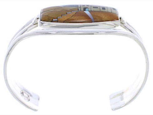 Native American Design Multicolor Reversible Cuff Bracelet MW75616