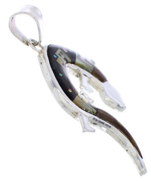 Multicolor Native American Design Gecko Reversible Pendant EX29490