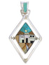 Native American Design Multicolor Silver Reversible Pendant EX29496