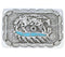 Southwestern Silver Horse Feather Turquoise Belt Buckle EX29142