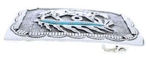 Southwestern Silver Horse Feather Turquoise Belt Buckle EX29142
