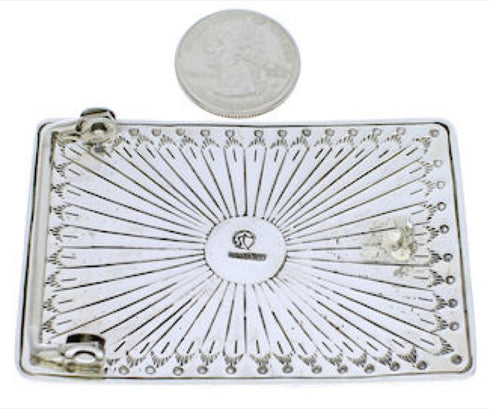 Sterling Silver Horse Feather Turquoise Southwest Belt Buckle EX29144