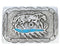 Southwestern Horse Feather Turquoise Inlay Silver Belt Buckle EX29145