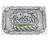 Sterling Silver Southwest Horse Feather Turquoise Belt Buckle EX29148