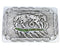 Sterling Silver Southwest Horse Feather Turquoise Belt Buckle EX29156