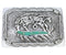 Turquoise Southwest Horse Feather Sterling Silver Belt Buckle EX29157