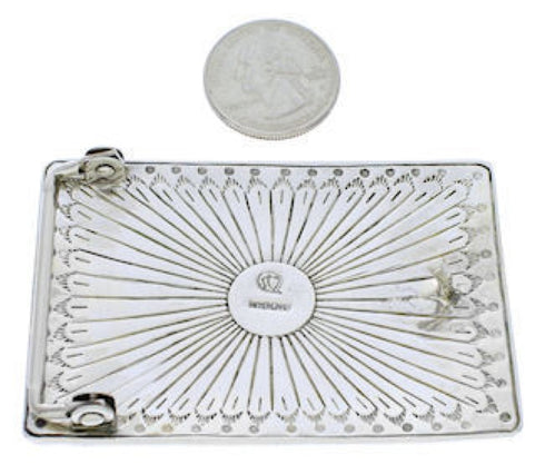 Turquoise Southwest Horse Feather Sterling Silver Belt Buckle EX29157