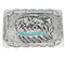 Sterling Silver Turquoise Southwest Horse Feather Belt Buckle EX29158