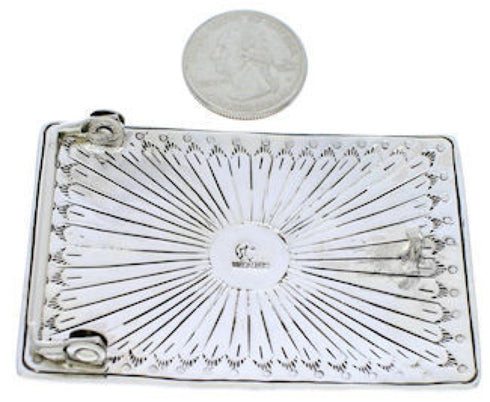 Sterling Silver Turquoise Southwest Horse Feather Belt Buckle EX29158