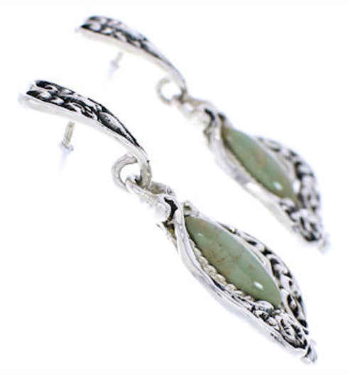 Southwest Turquoise Sterling Silver Post Dangle Earrings EX29115